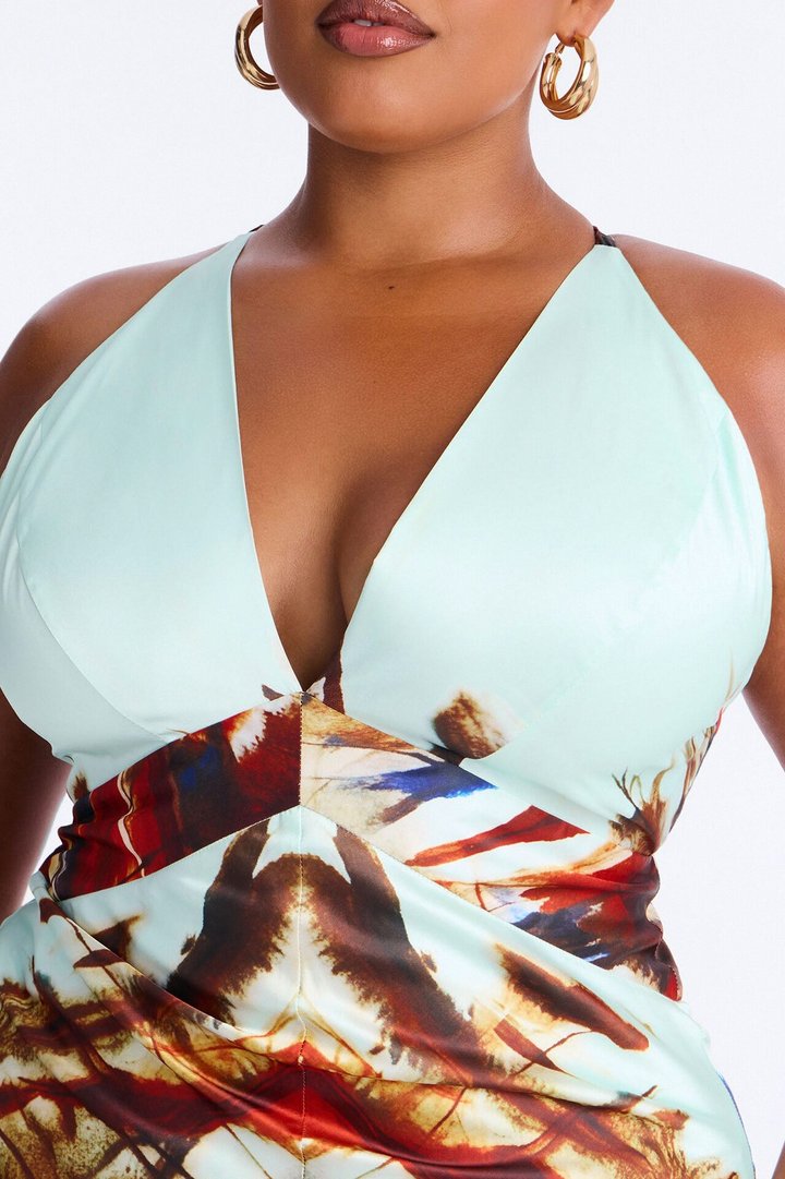 Caprina Sleeveless Satin Maxi Dress - Mint/combo