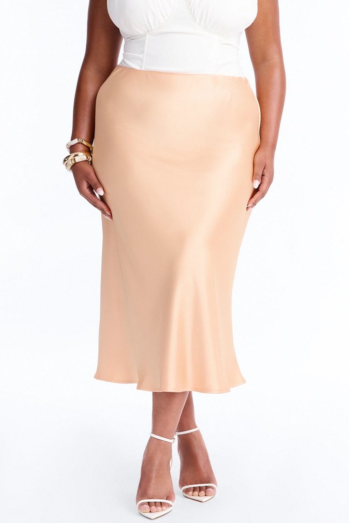 Girls Need Love Satin Midi Skirt - Orange