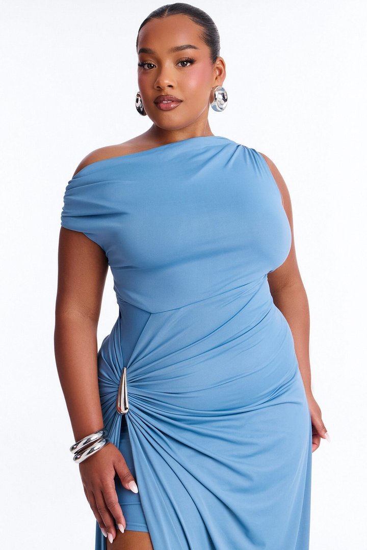 Stella Ruched Maxi Dress - Teal