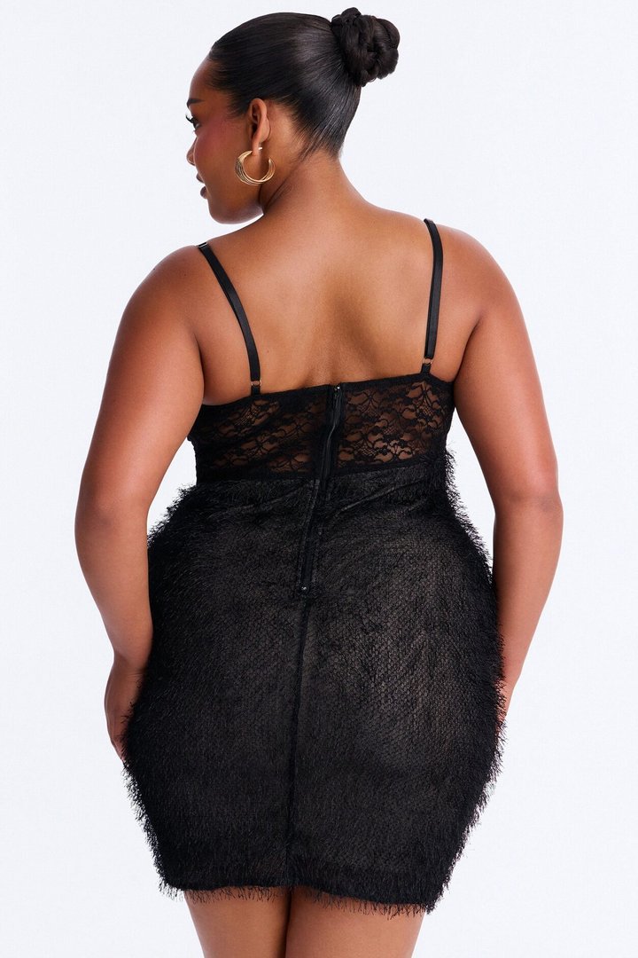 Always Yours Sheer Lace Mini Dress - Black