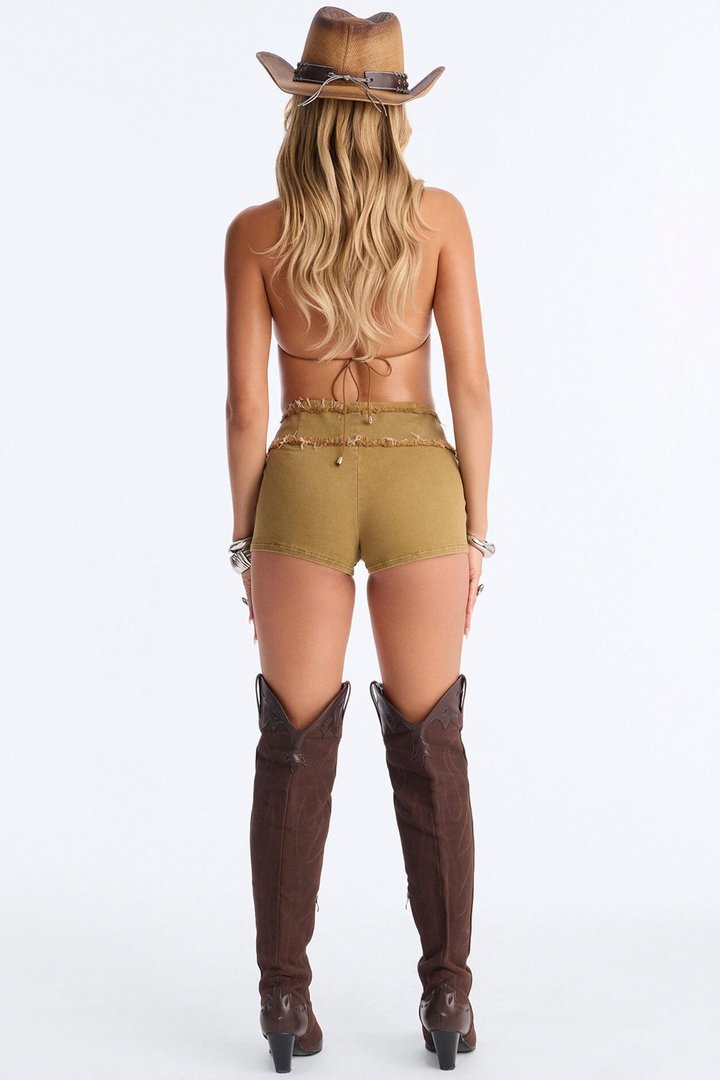 Kaia Sands Mini Shorts Set - Olive