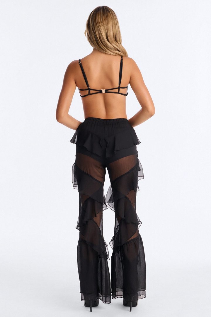 Twisted Rules Ruffle Flare Pant 33″ - Black