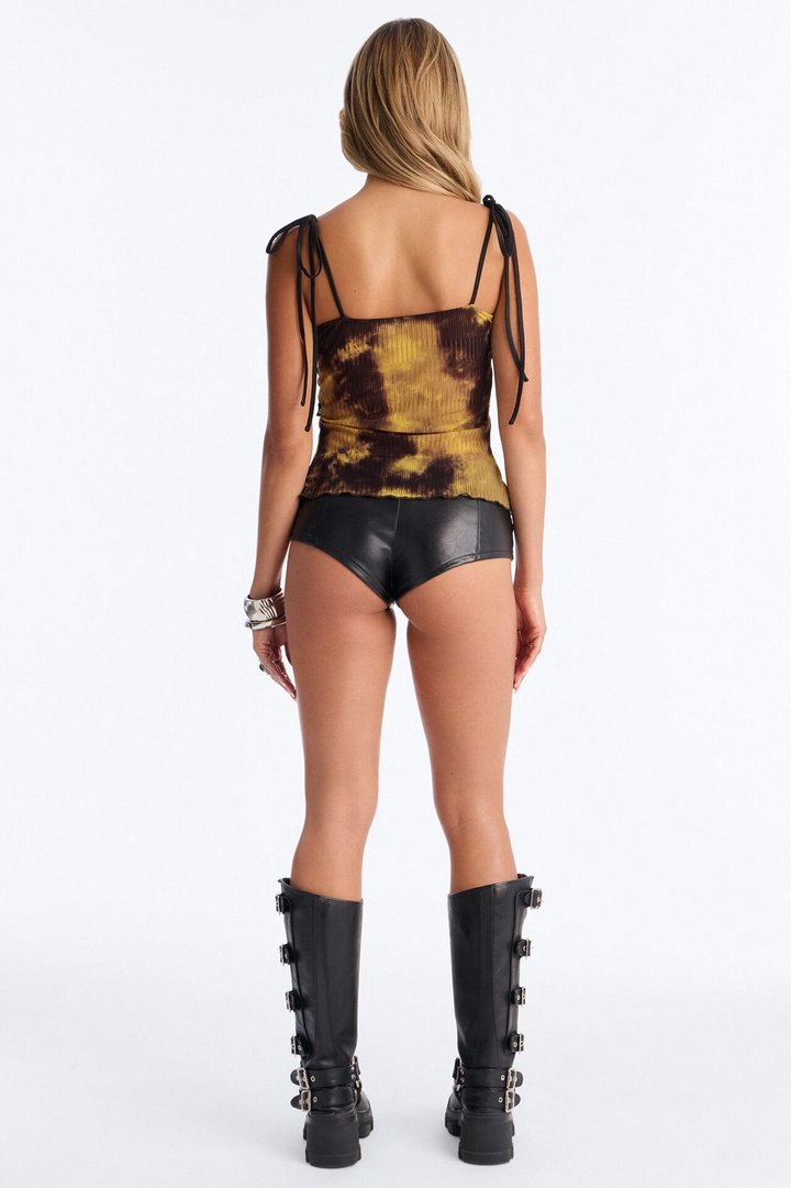Motion Blur Abstract Mesh Tank Top - Yellow/combo
