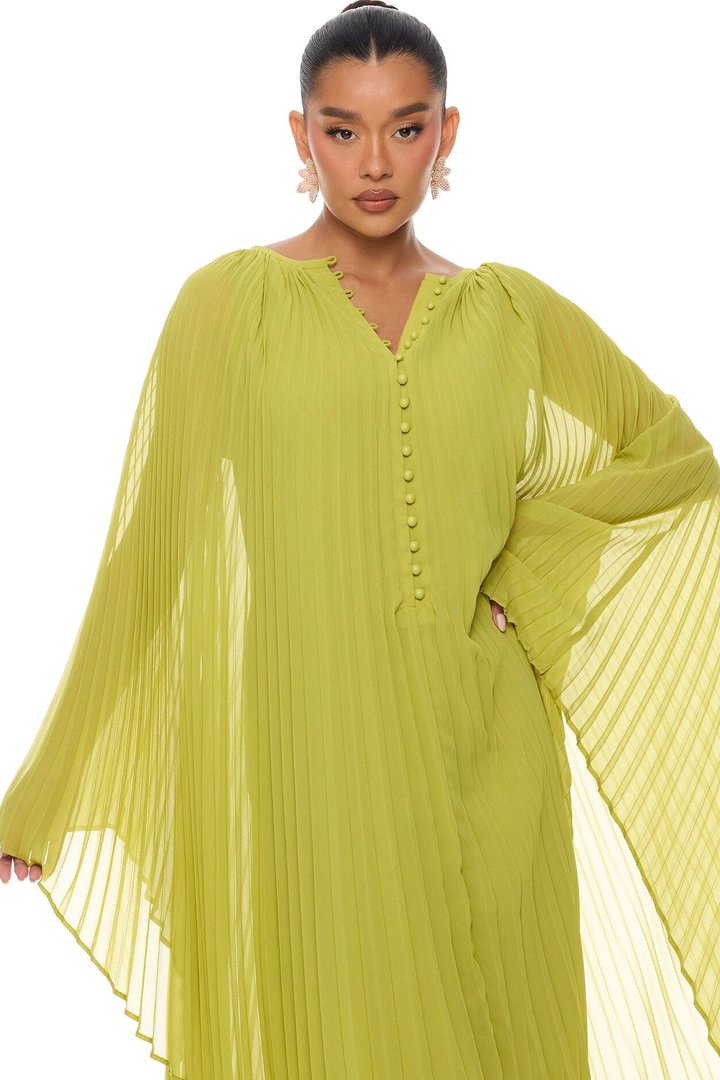 Aviana Pleated Maxi Dress - Chartreuse