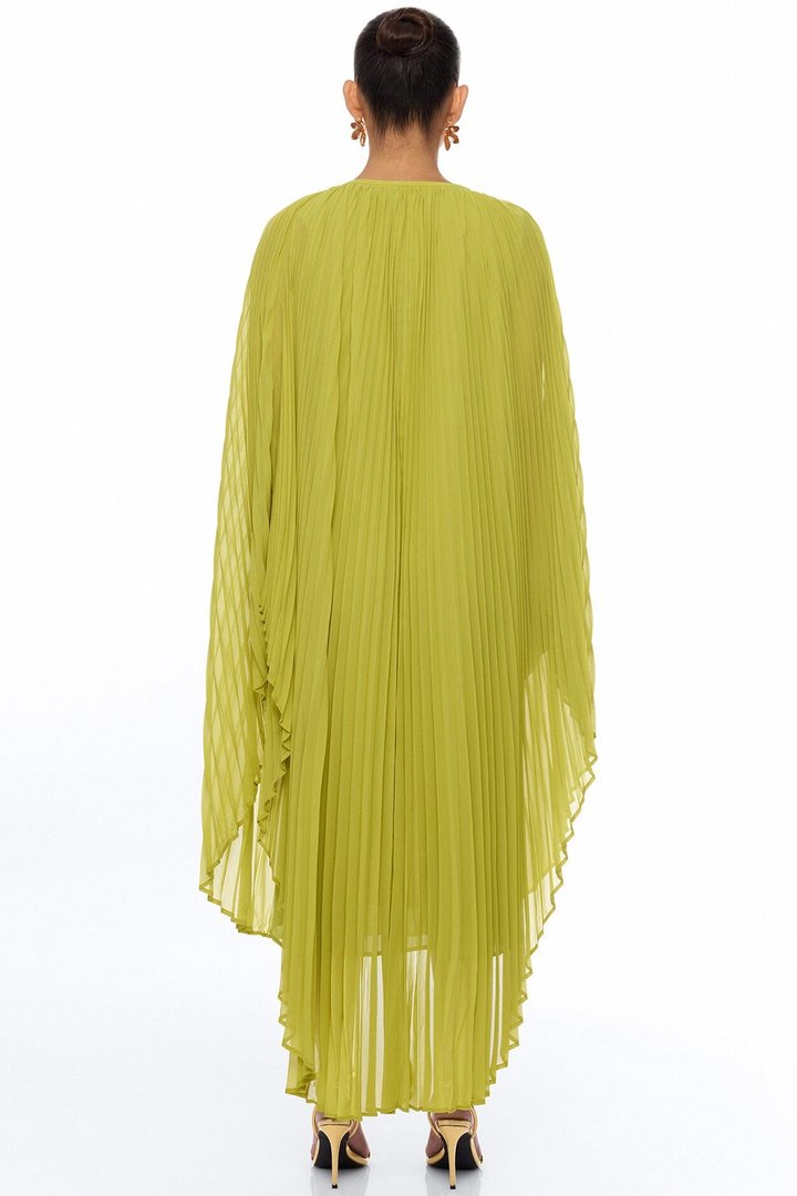 Aviana Pleated Maxi Dress - Chartreuse