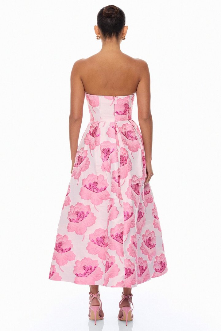 Fiora Strapless Jacquard Maxi Dress - Pink