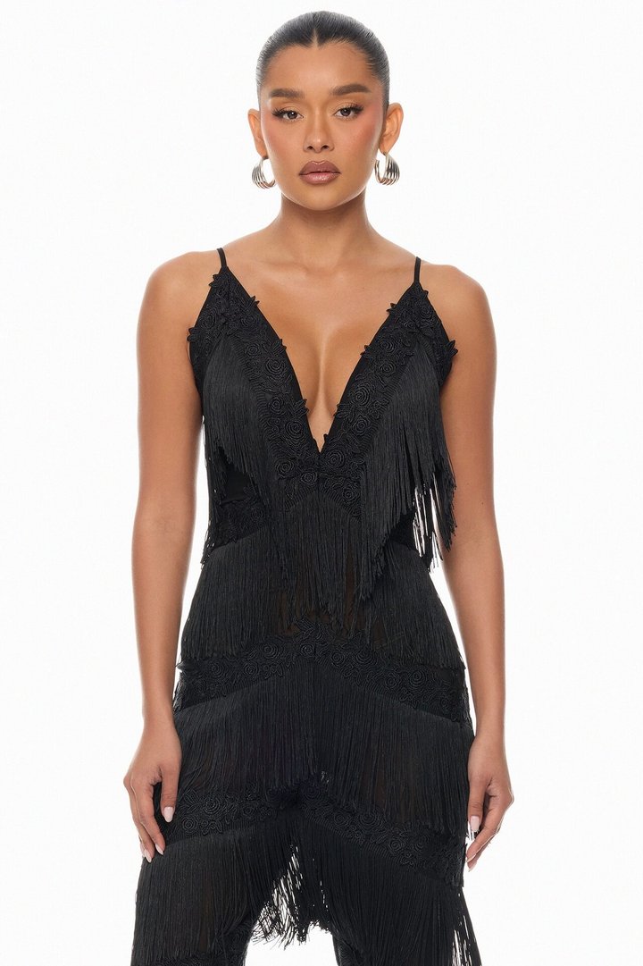 Lillie Fringe Jumpsuit - Black