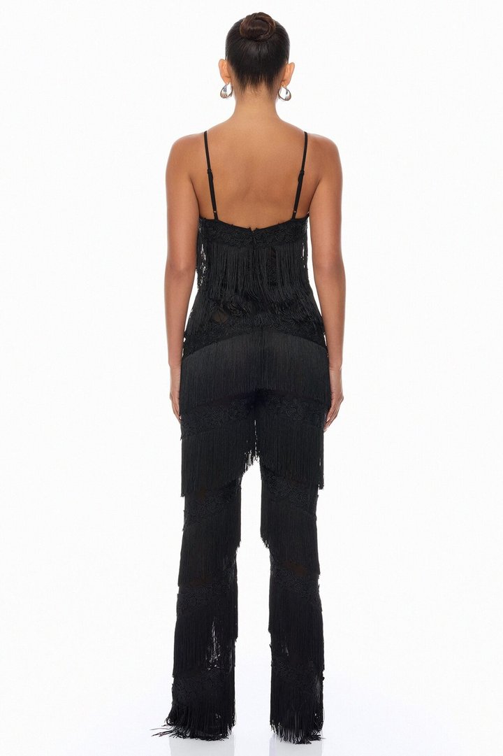 Lillie Fringe Jumpsuit - Black