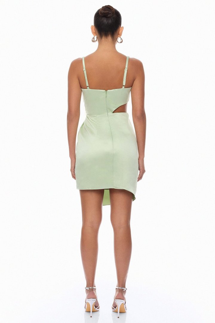 Khloe Cut Out Satin Mini Dress - Mint