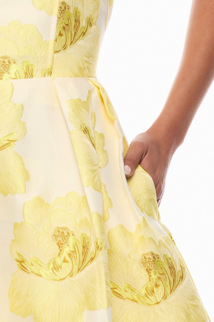 Fiora Strapless Jacquard Maxi Dress - Yellow