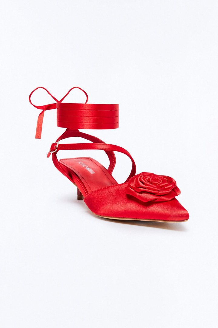 Mella Flower Wrap Up Pumps - Red