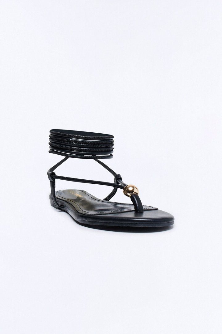 Normana Wrap Up Sandals - Black