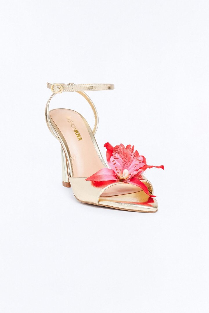 Eden Flower Heels - Gold