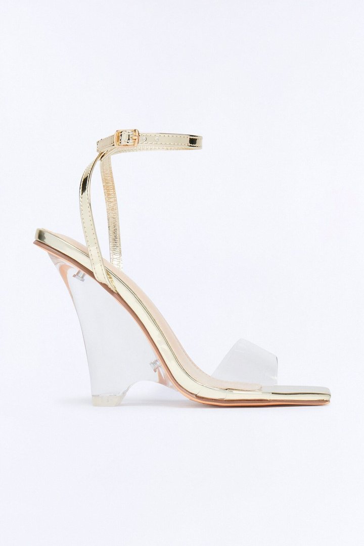 Marcita Clear Patent Wedges - Gold
