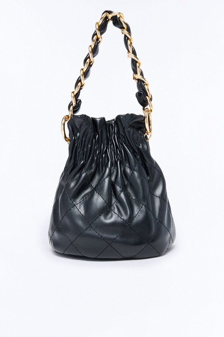 No Space For Your BS Quilted Bucket Bag - Black