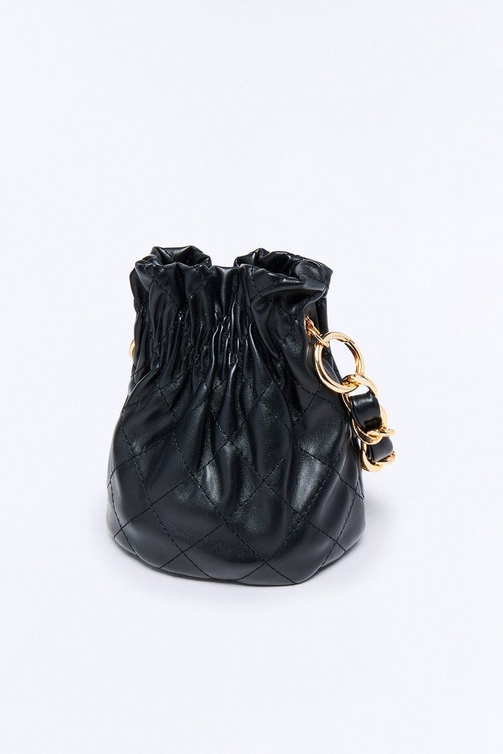 No Space For Your BS Quilted Bucket Bag - Black