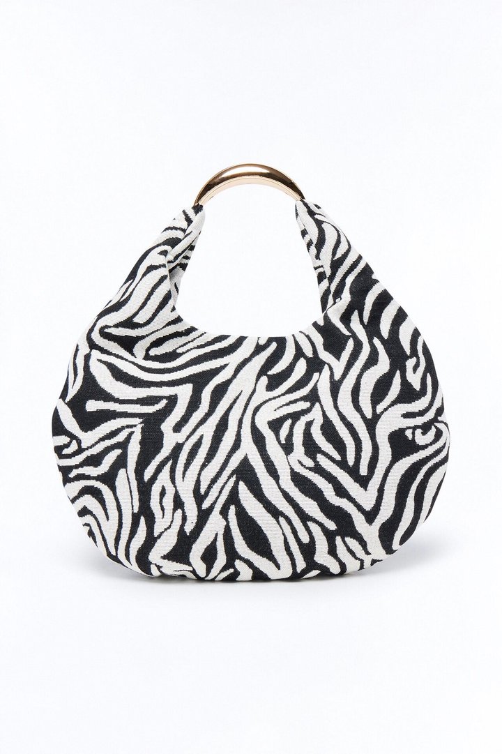 Don't Hate The Stripes Jacquard Shoulder Bag - Black/White