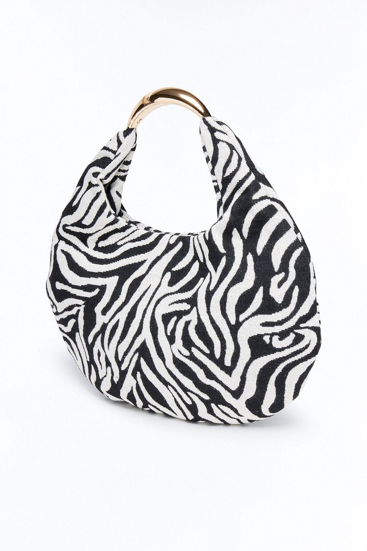 Don't Hate The Stripes Jacquard Shoulder Bag - Black/White