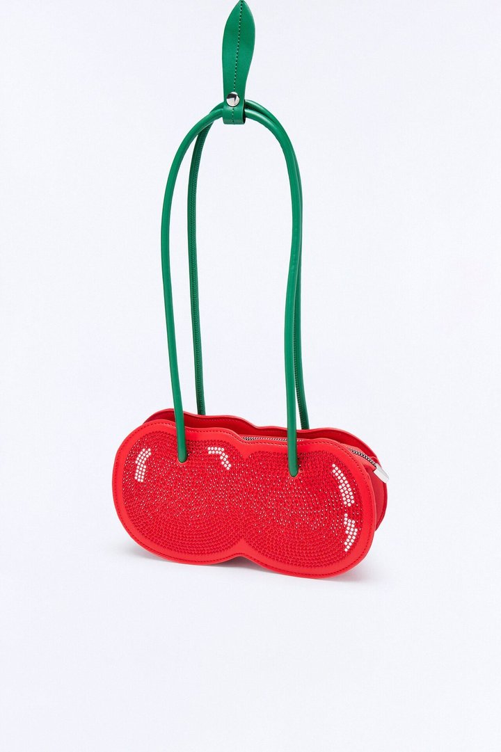 Cherry Flavor Faux Leather Shoulder Bag - Red/combo