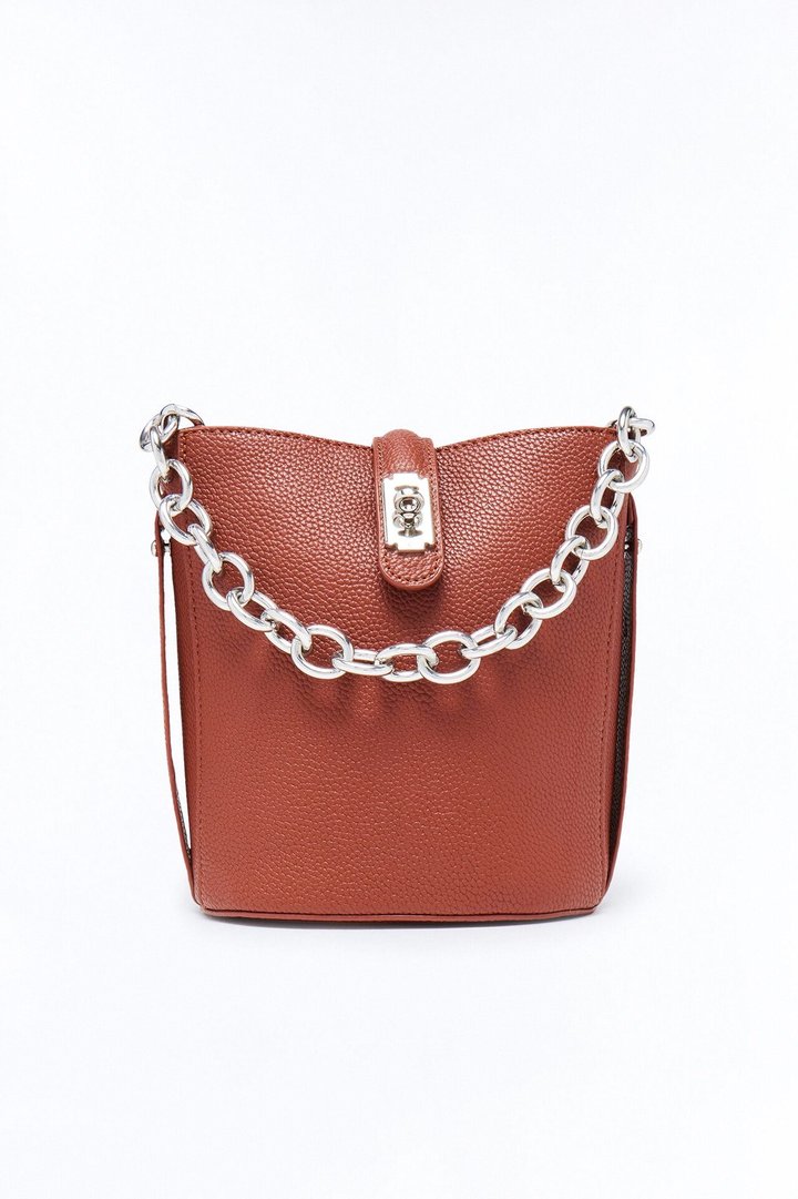 Hidden Gem Faux Leather Bag - Cognac