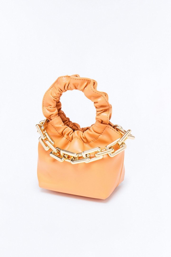 Just Mine Faux Leather Satchel Bag - Peach