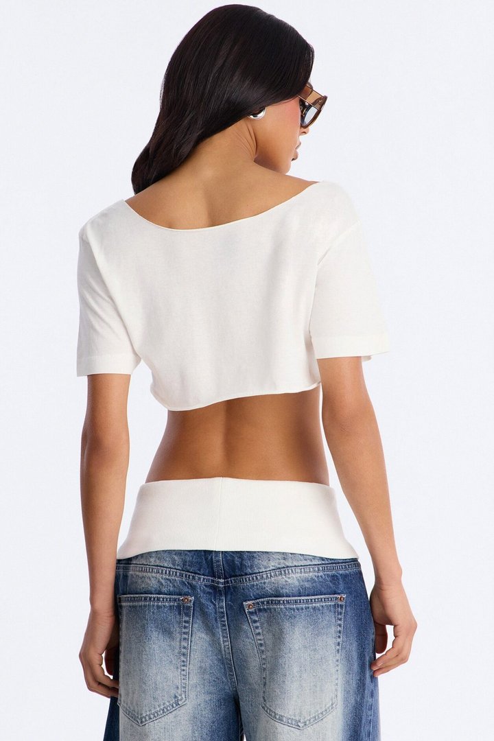 Bronco Off Shoulder Tee - Cream