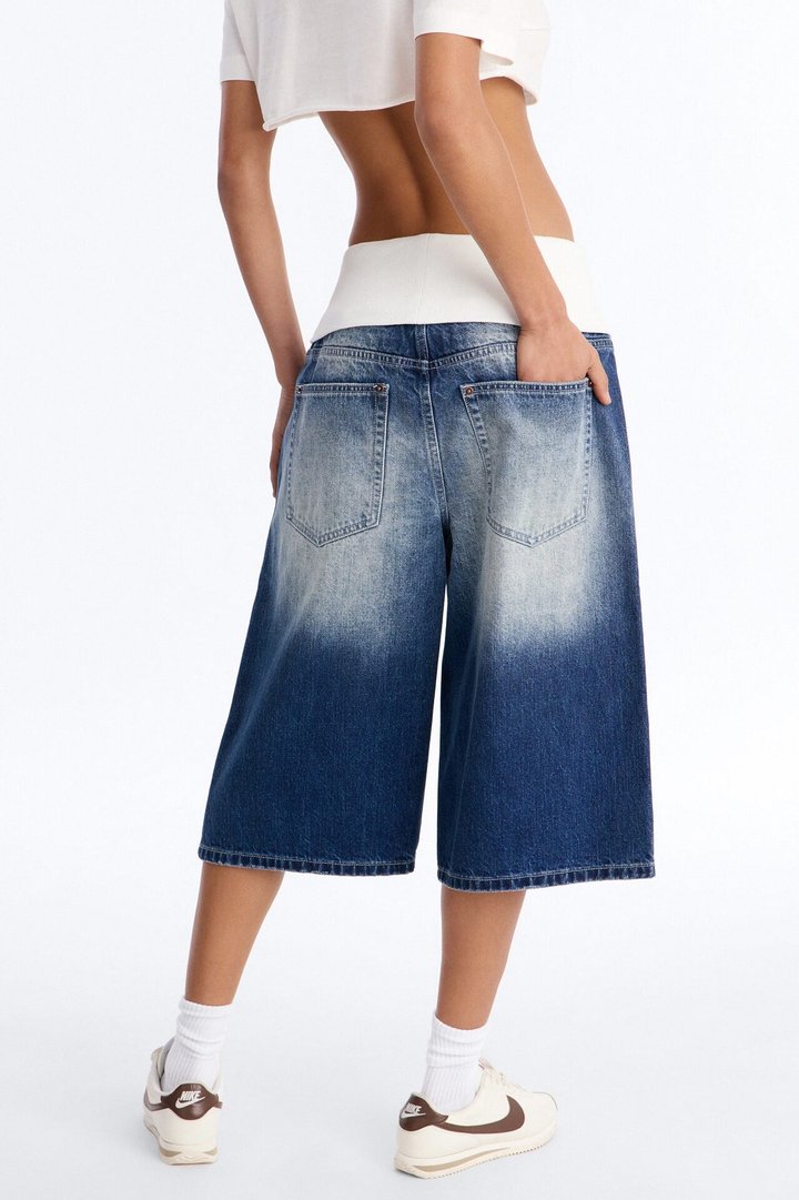 Cyber Crush Foldover Denim Jorts - Dark Wash