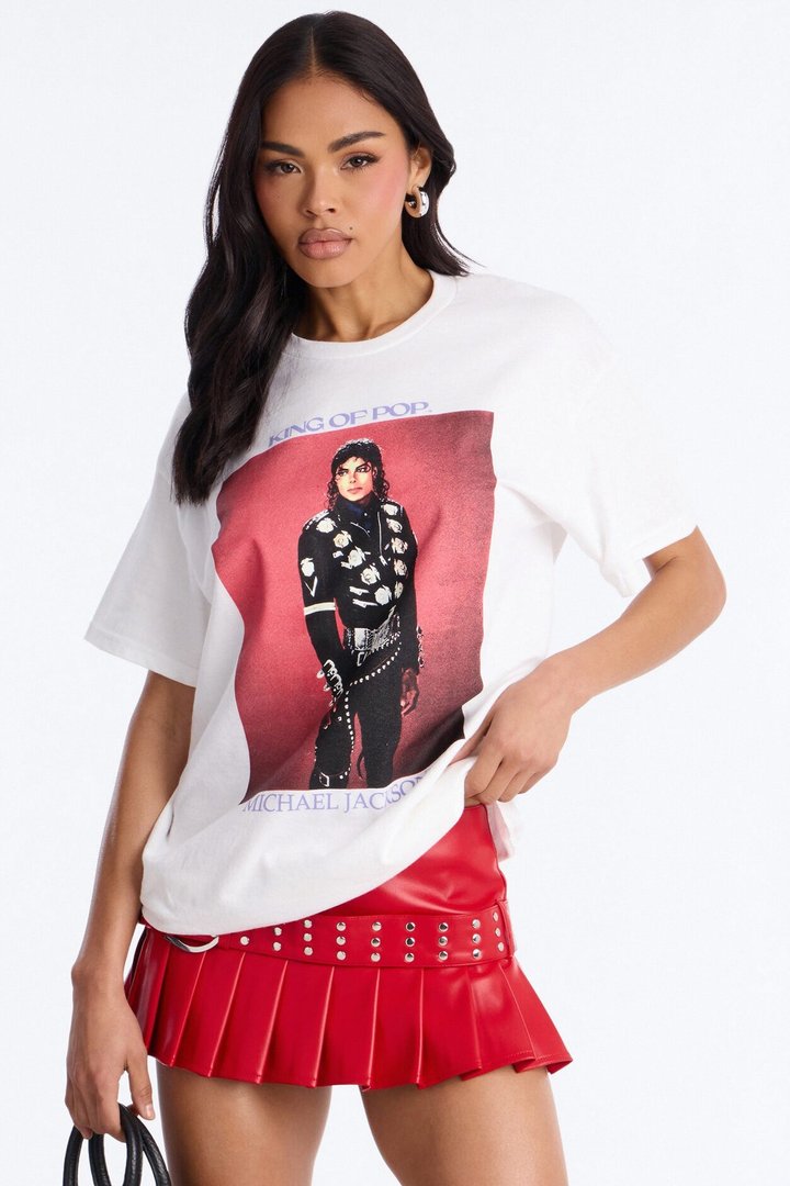 Michael Jackson King Of Pop Oversized Tee - White