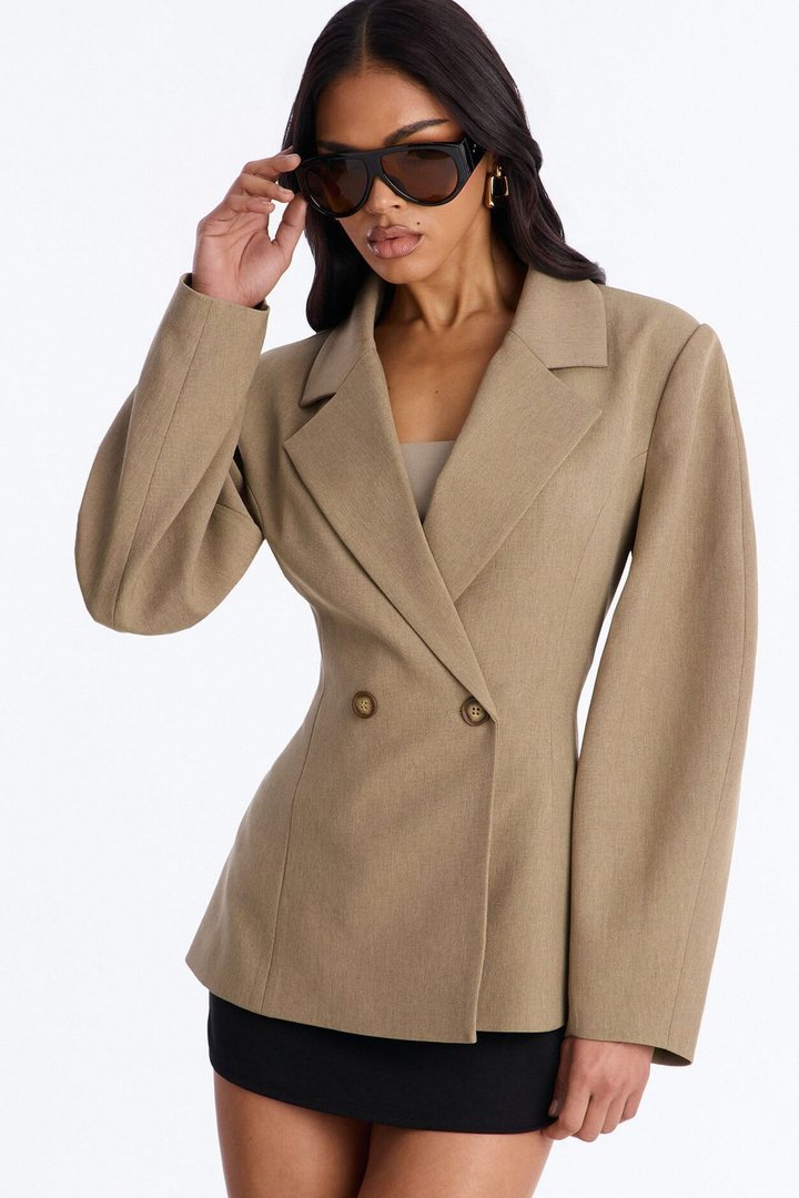 The Hills Oversized Barrel Sleeve Blazer - Caffe