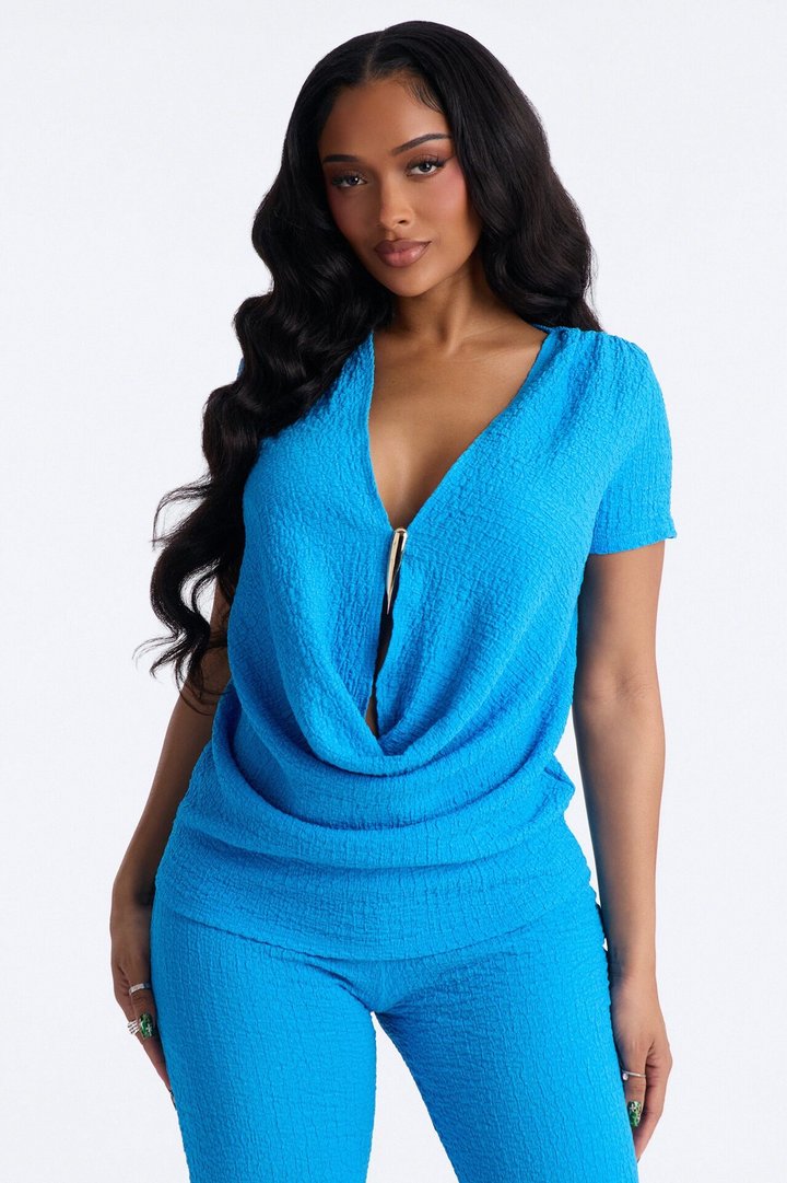 Sandra Textured Pant Set - Blue
