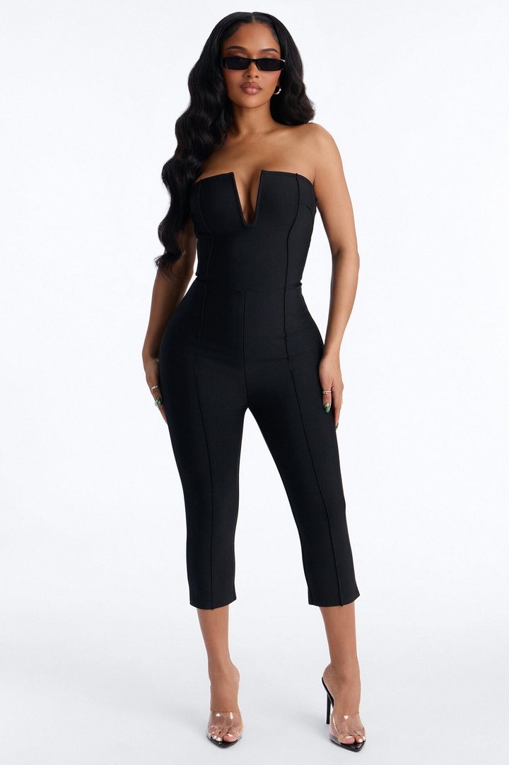 Someone To You Bandage Capri Jumpsuit - Black