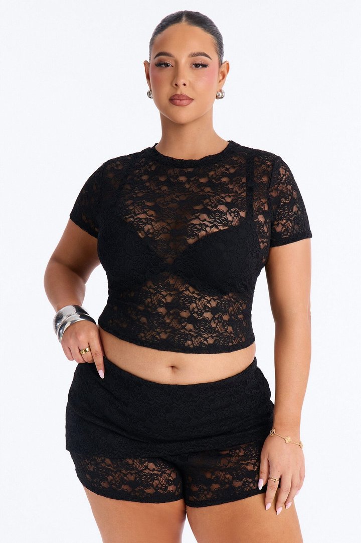 Ava Lace Short Set - Black