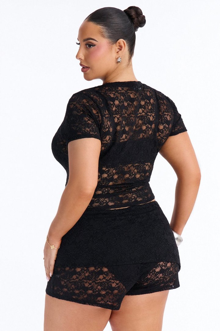 Ava Lace Short Set - Black