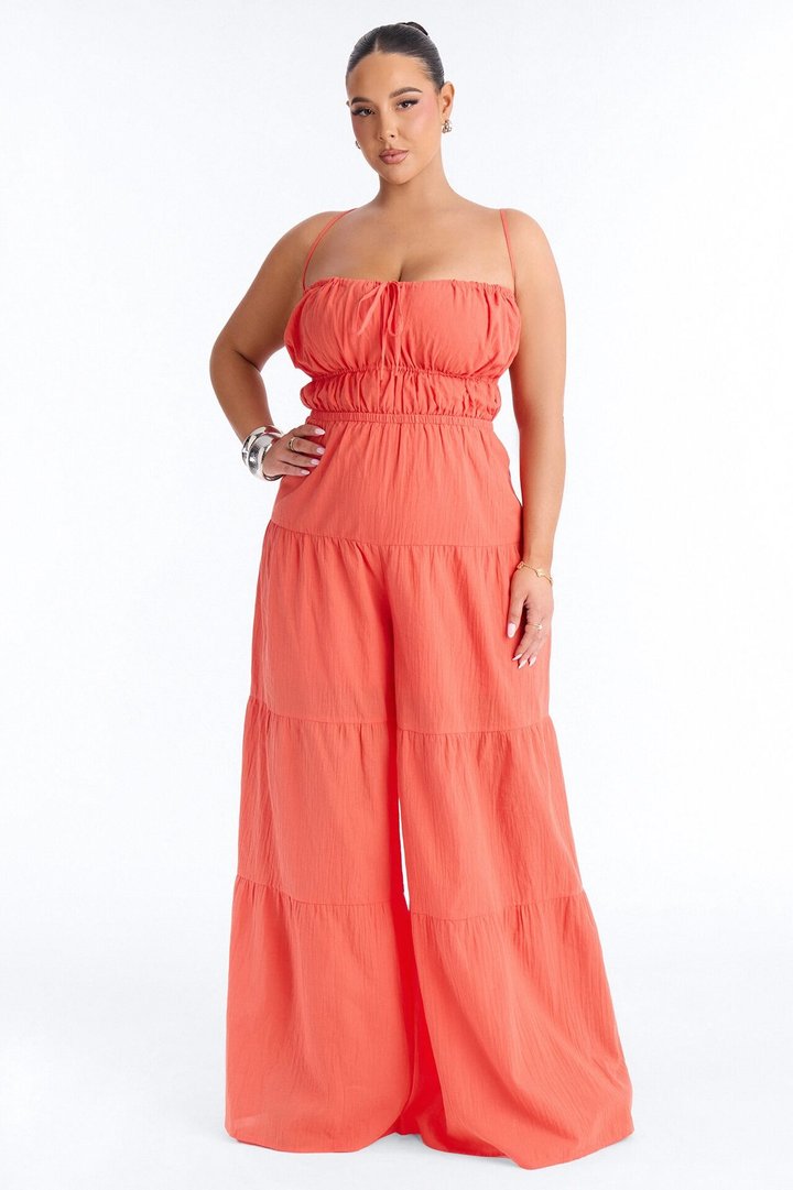 On A Getaway Wide Leg Jumpsuit - Orange