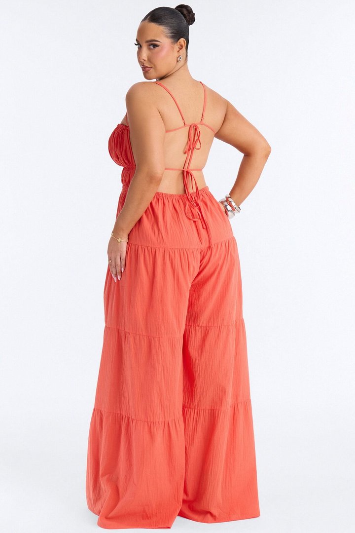 On A Getaway Wide Leg Jumpsuit - Orange