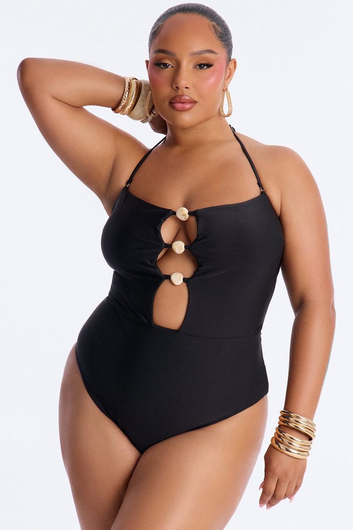 Palm Tree Perfection 1 Piece Swimsuit - Black