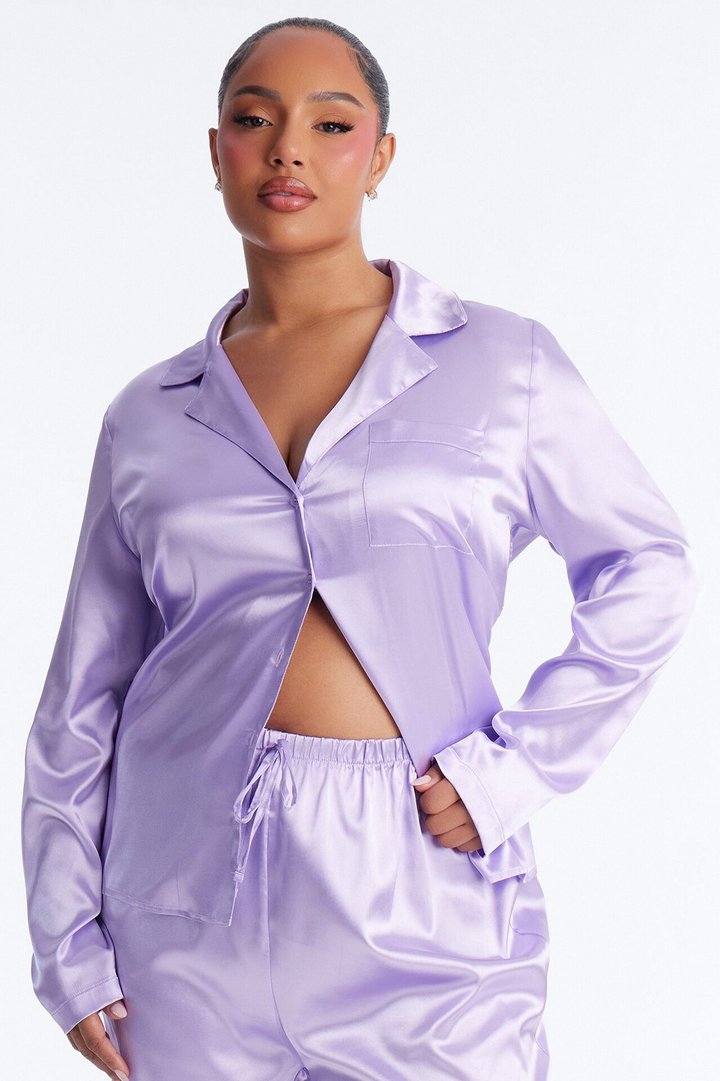 Pillow Fight Stretch Satin PJ Pant Set - Lavender