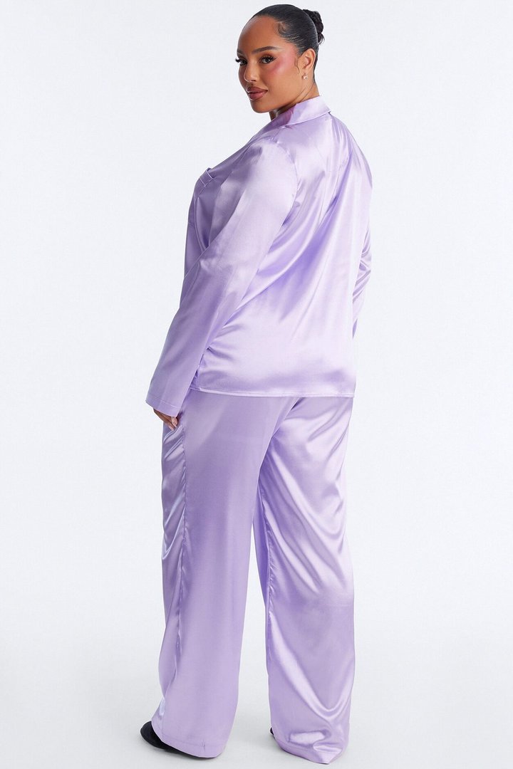 Pillow Fight Stretch Satin PJ Pant Set - Lavender