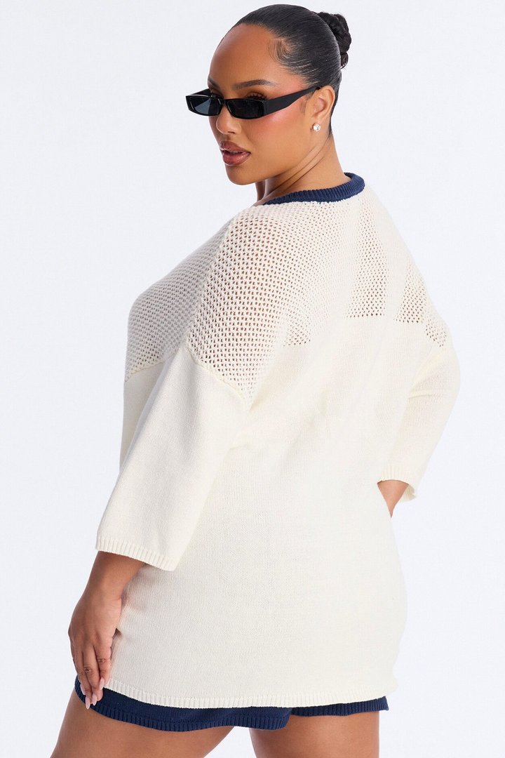 95 Crochet Biker Short Set - Cream