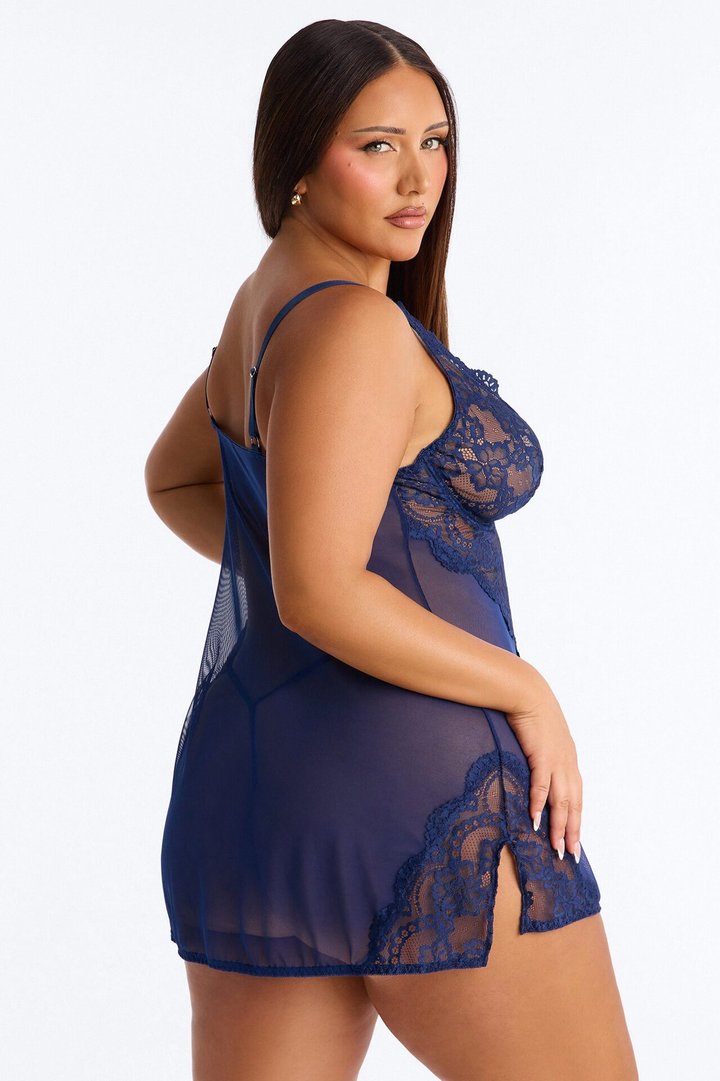 Mariella Mesh Lace Chemise - Navy