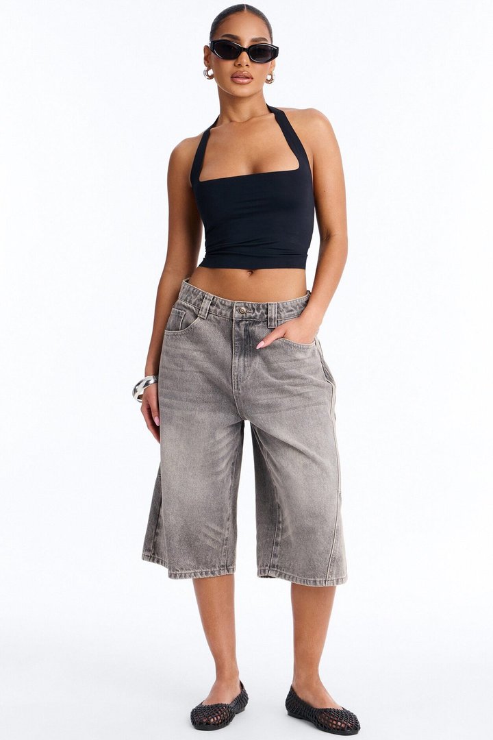 California Forever Denim Jorts - Grey