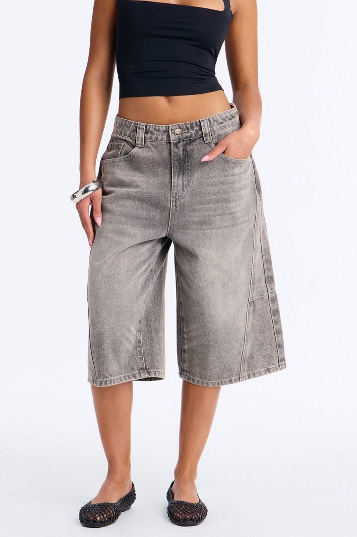 California Forever Denim Jorts - Grey
