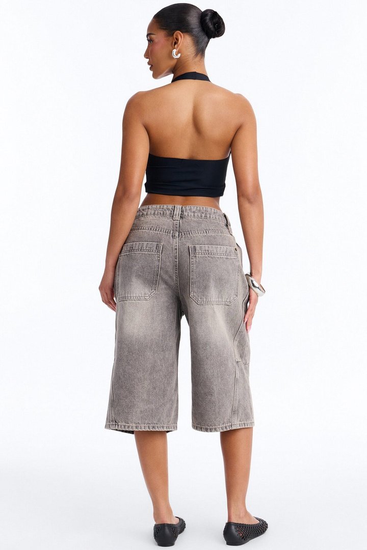 California Forever Denim Jorts - Grey
