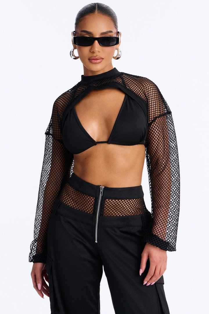 Rayne Fishnet 3 Piece Jogger Pant Set - Black