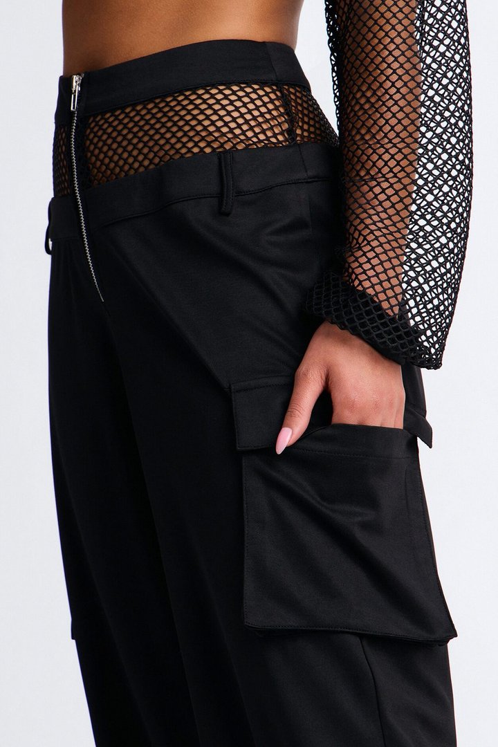 Rayne Fishnet 3 Piece Jogger Pant Set - Black
