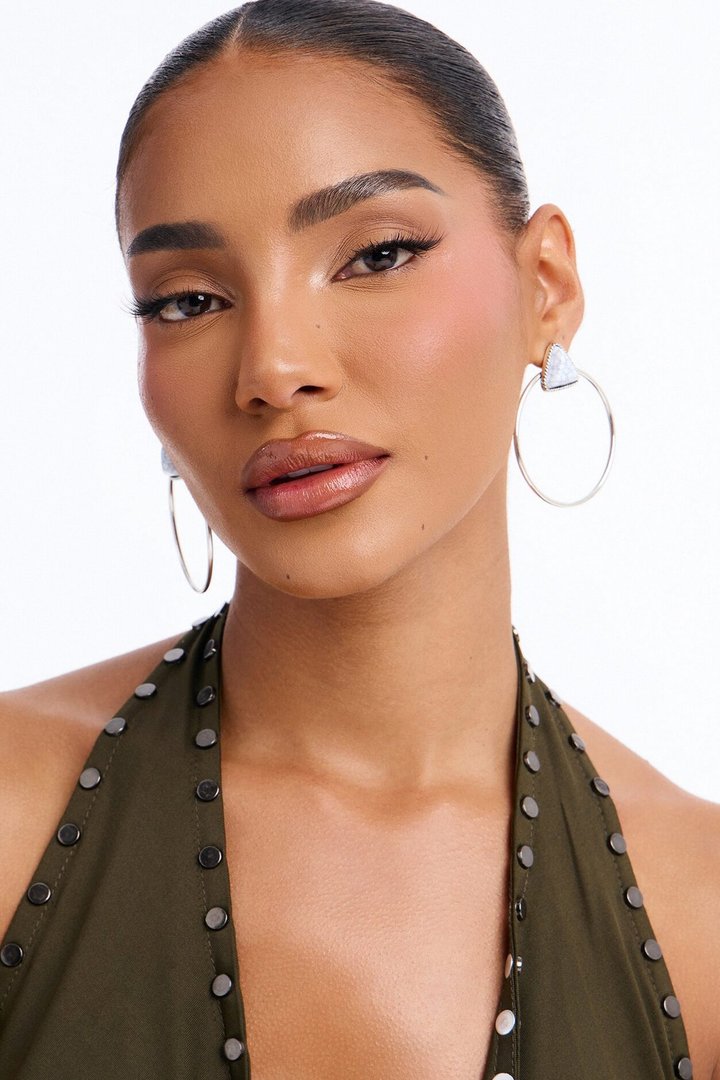 Iris Stone Drop Earrings - Silver