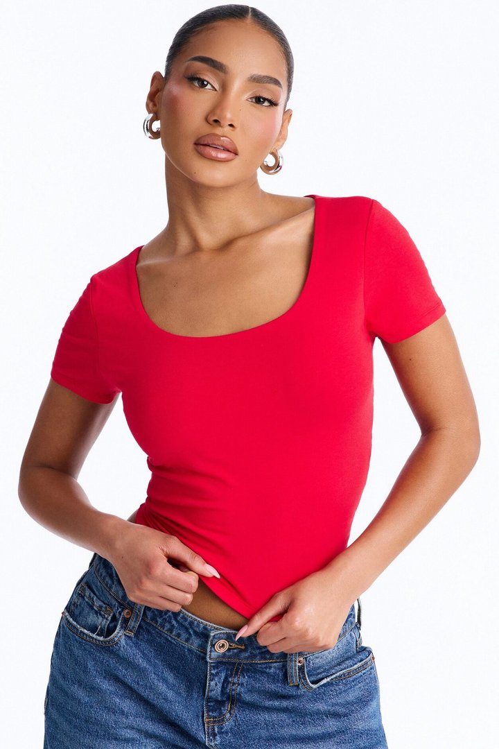 Marissa Double Lined Basic Top - Red