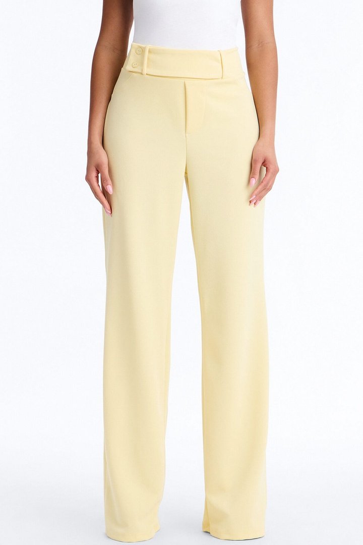 Office Tea Straight Leg Trouser Pant - Butter Yellow