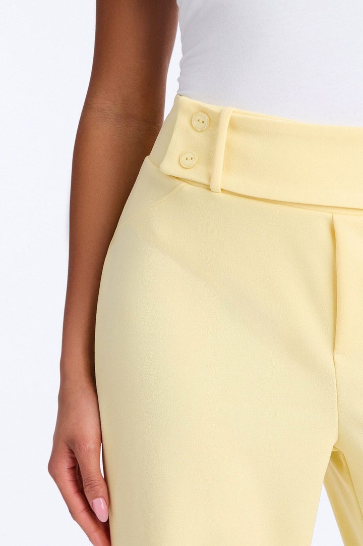 Office Tea Straight Leg Trouser Pant - Butter Yellow