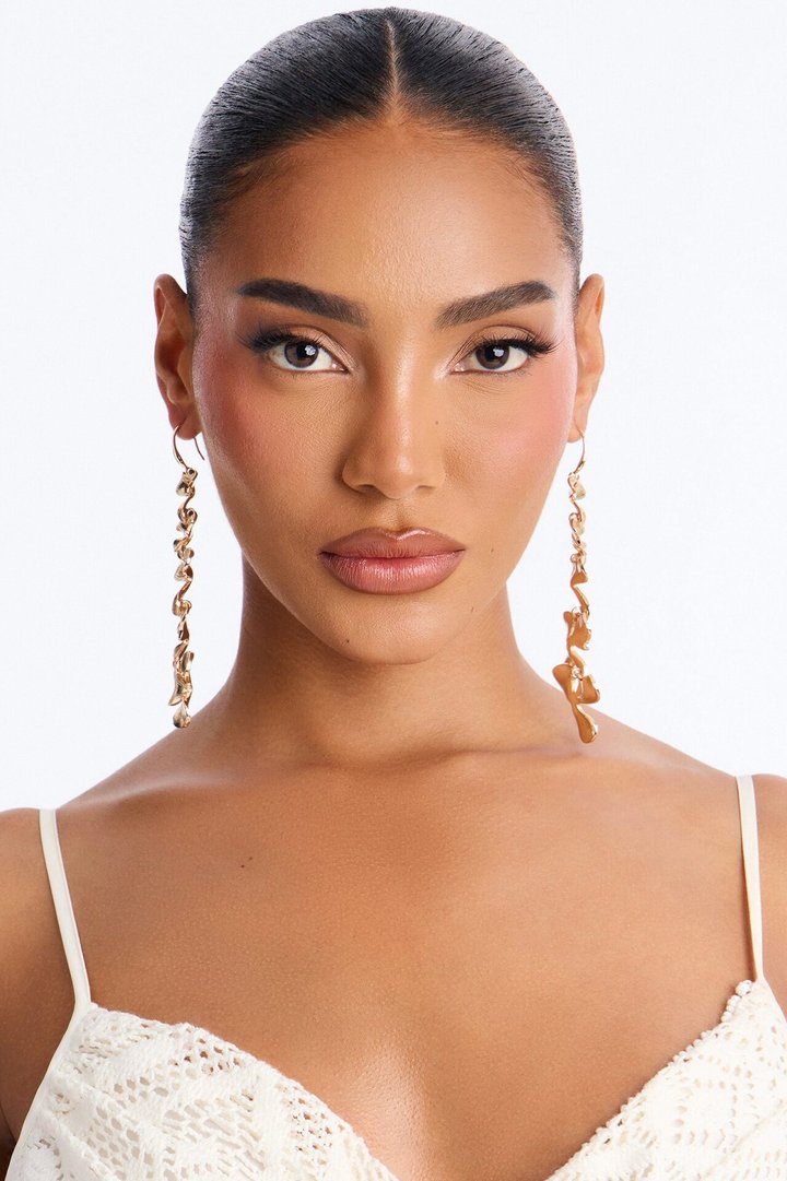 Floral Garden Drop Earrings - Gold